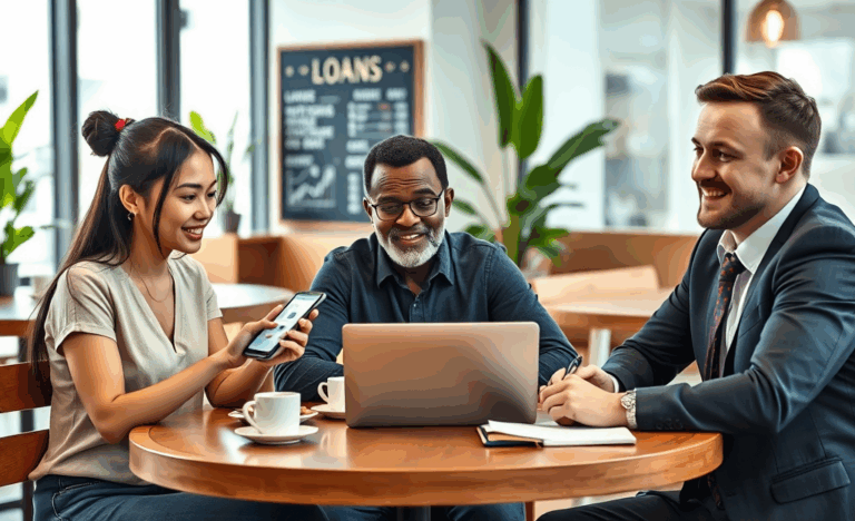 A person happily receiving loan approval online.