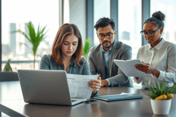 A person reviewing job application materials and considerations.
