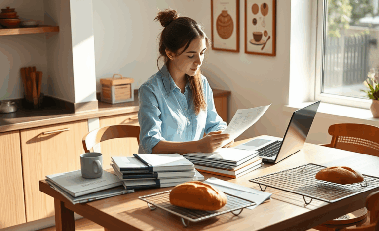 A person preparing a resume for a bakery clerk position.