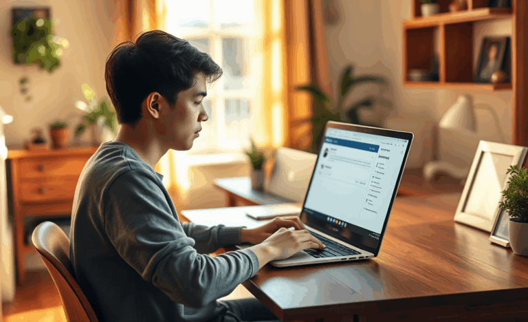 A person registering their resume online for a job at Sam's Club.