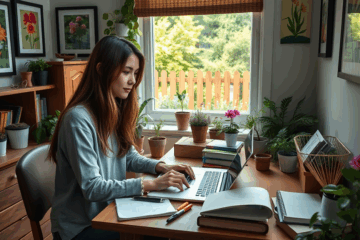 A person preparing their resume to apply for a gardener position, showcasing gardening skills and experience.
