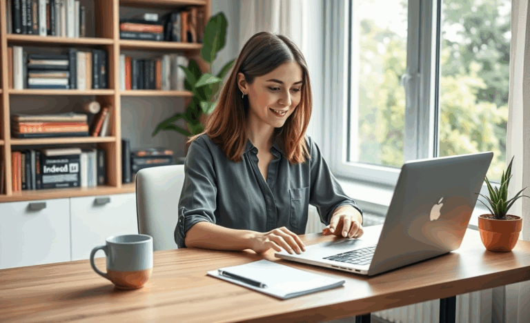 An individual navigating online job applications with a laptop and a notepad.