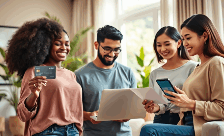 A person applying for a credit card online with quick approval.