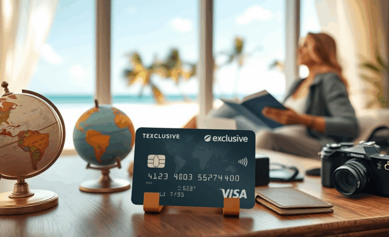 A travel-themed image highlighting benefits of credit cards with travel rewards.