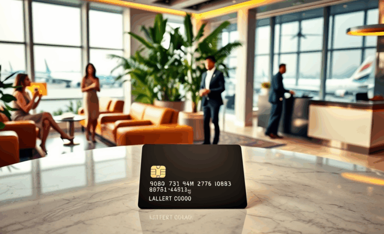 A luxurious credit card offering access to VIP lounges and exclusive travel benefits.