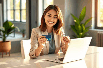 A digital credit card being approved instantly online.