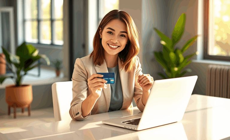 A digital credit card being approved instantly online.