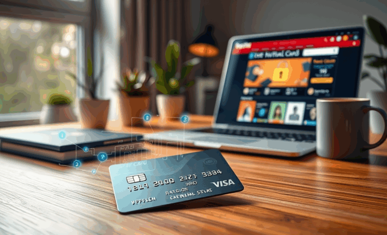 Image illustrating the concept of using a virtual card for secure online shopping.