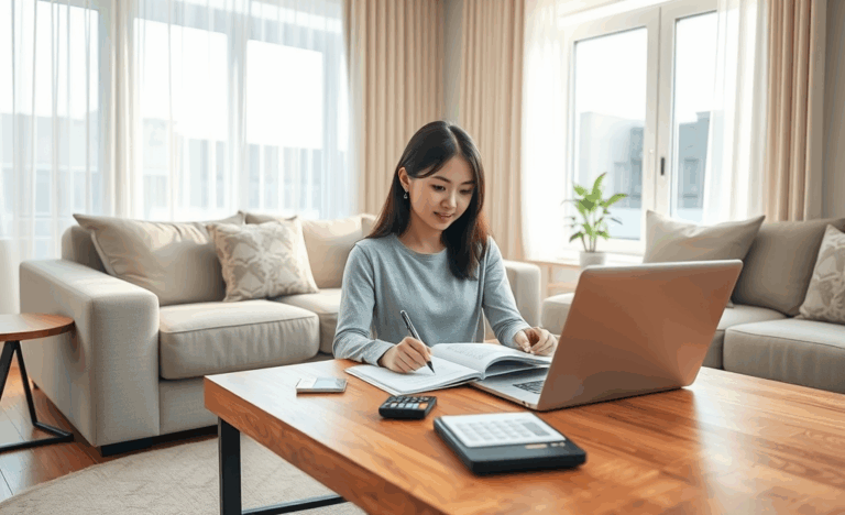 A person budgeting their expenses while managing their credit card.