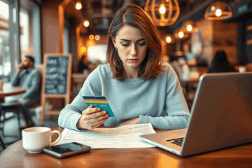 A person analyzing their credit card statement to avoid common mistakes
