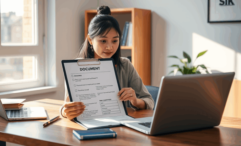 A checklist of documents required to request a card