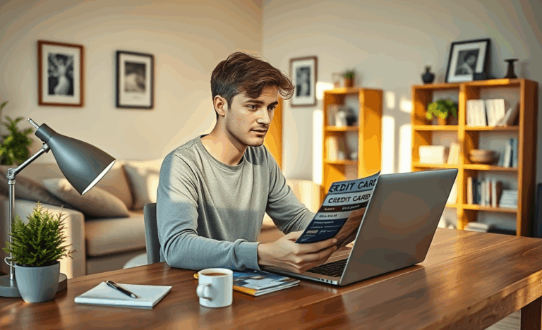 A person reviewing credit card options and terms.