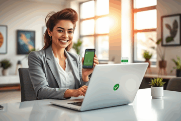 A person happily using an instant approval credit card online.
