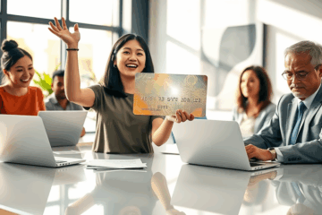 A person applying for a credit card with quick approval and no credit check.