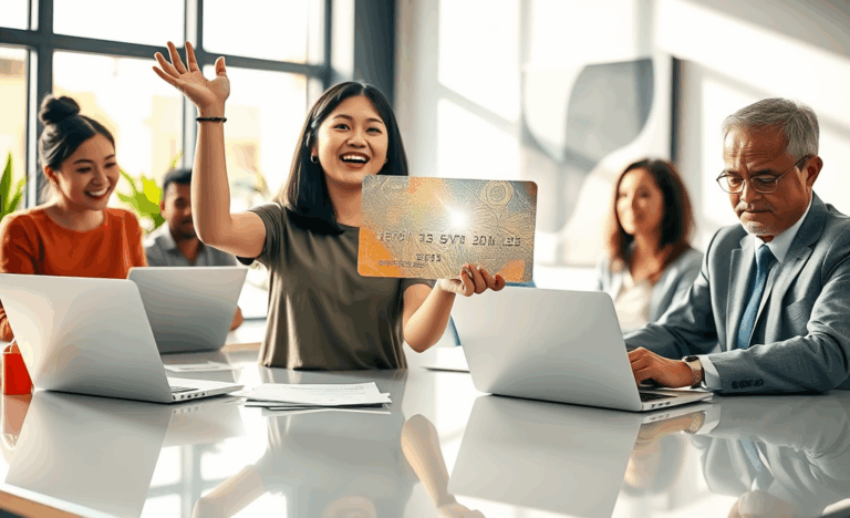 A person applying for a credit card with quick approval and no credit check.