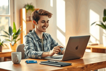 Illustration of a user receiving instant digital credit card approval.