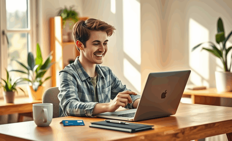 Illustration of a user receiving instant digital credit card approval.