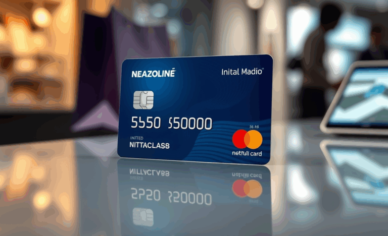 Illustration of a credit card with a NZ$5,000 initial limit for purchases.