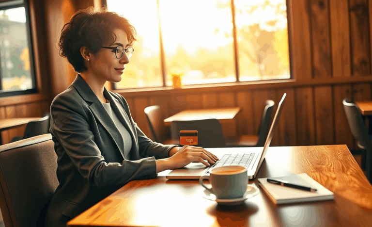 A person managing their credit card and finances to build credit.