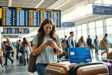 An image depicting the joy of traveling, highlighting travel benefits and insurance options for a safer journey.