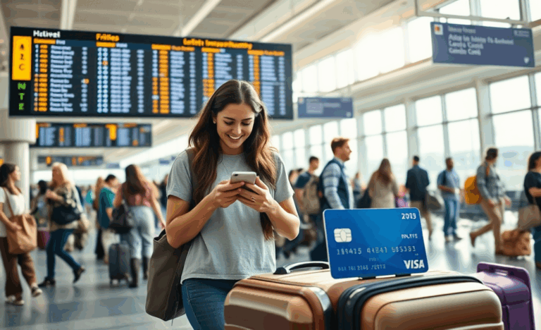 An image depicting the joy of traveling, highlighting travel benefits and insurance options for a safer journey.