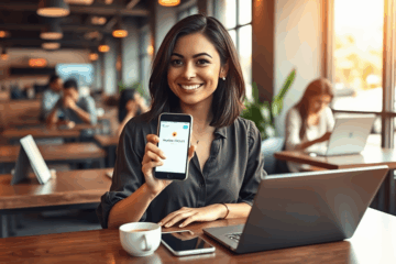 A person using a mobile phone to apply for a new credit card.