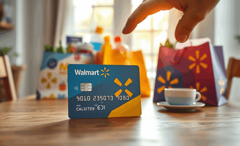 A shopper using the Walmart credit card at checkout to enjoy cash back rewards.