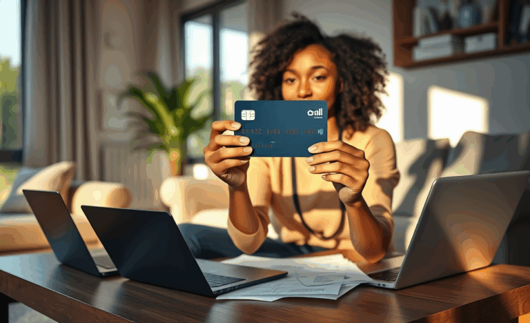 A person reviewing their Mission Lane Card details on a mobile app.